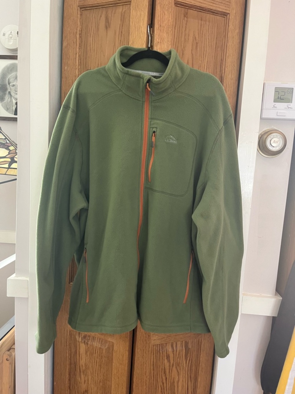 L.L. Bean Mens XXXL MT Olive Green Trail Fitness Full Zip Fleece Jacket